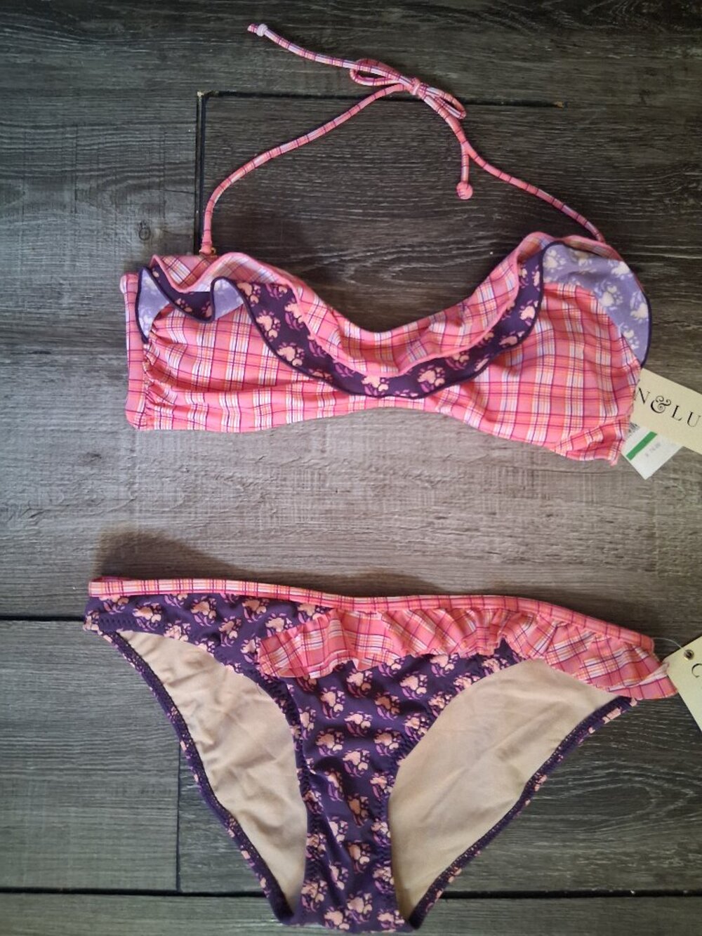 Cyn & Luca Strapless Bikini Large New 148$